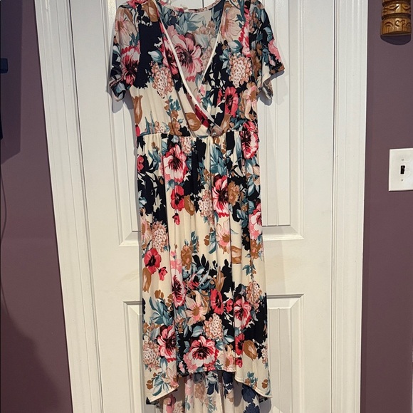Pinkblush Floral High Low Dress - Pink and Blue - Picture 1 of 2